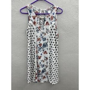 Womens Three Pink Hearts Trixxi Dress Size XS White Floral Sleeveless